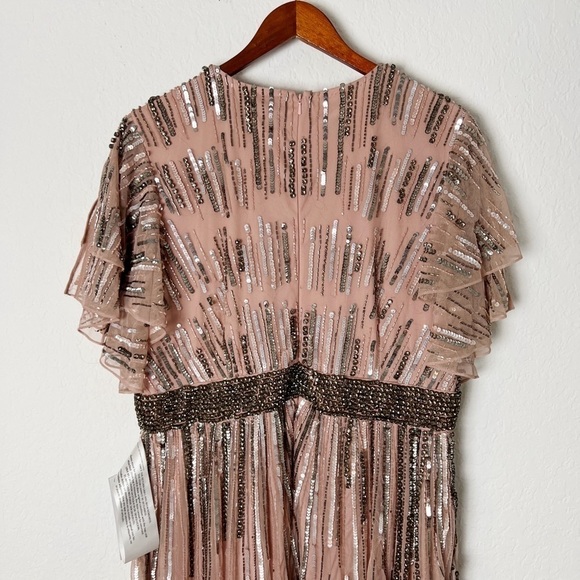 Mac Duggal Beaded Flutter Sleeve Gown - Picture 6 of 10